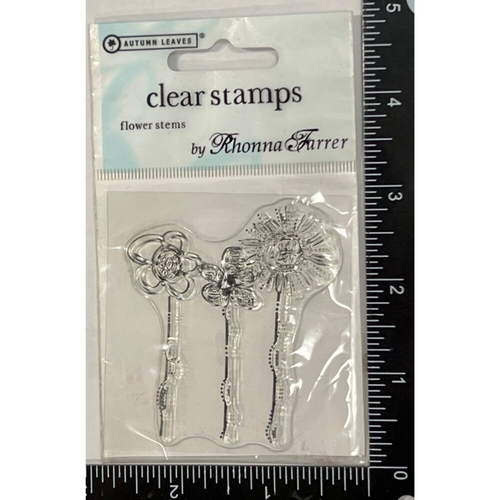 Autumn Leaves Clear Flower stems Stamp By Rhonna Farrer 2554